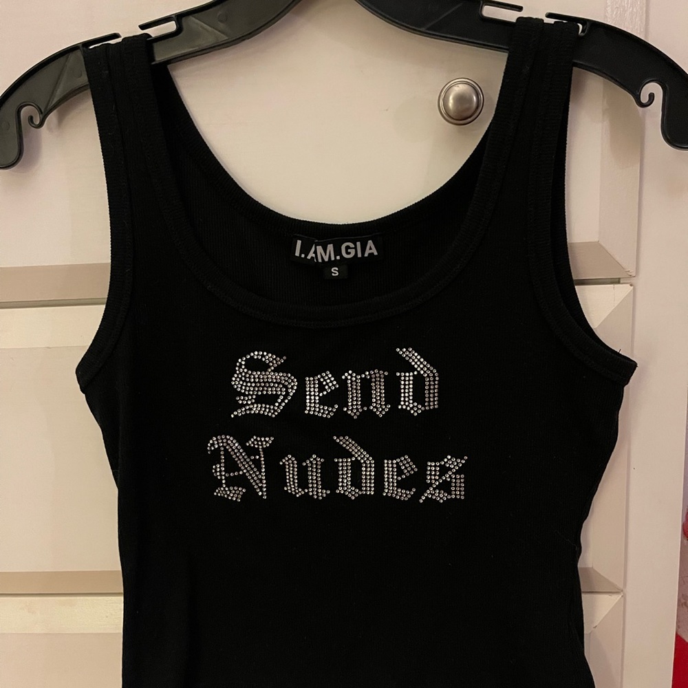 I.AM.GIA Rhinestone Send Nudes Crop Top